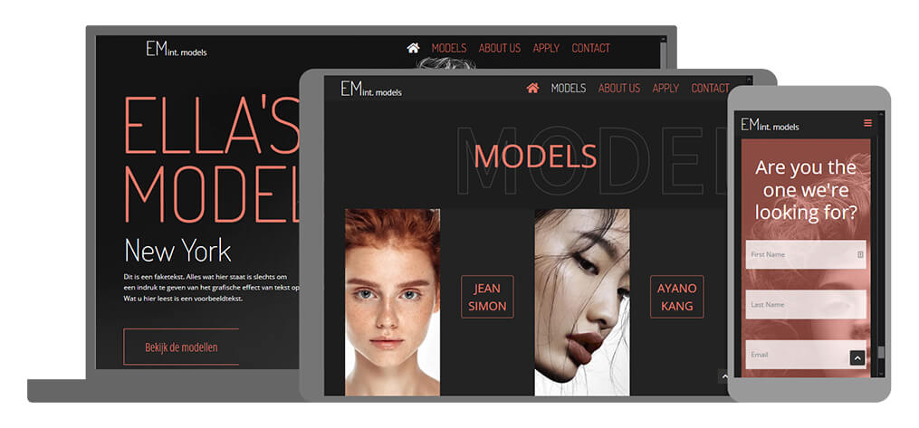 Ella's Models - U-Page One Website